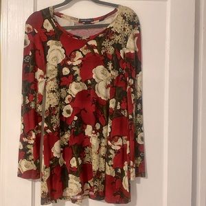 Samantha Sung short dress red and vintage white flowers.  Size S